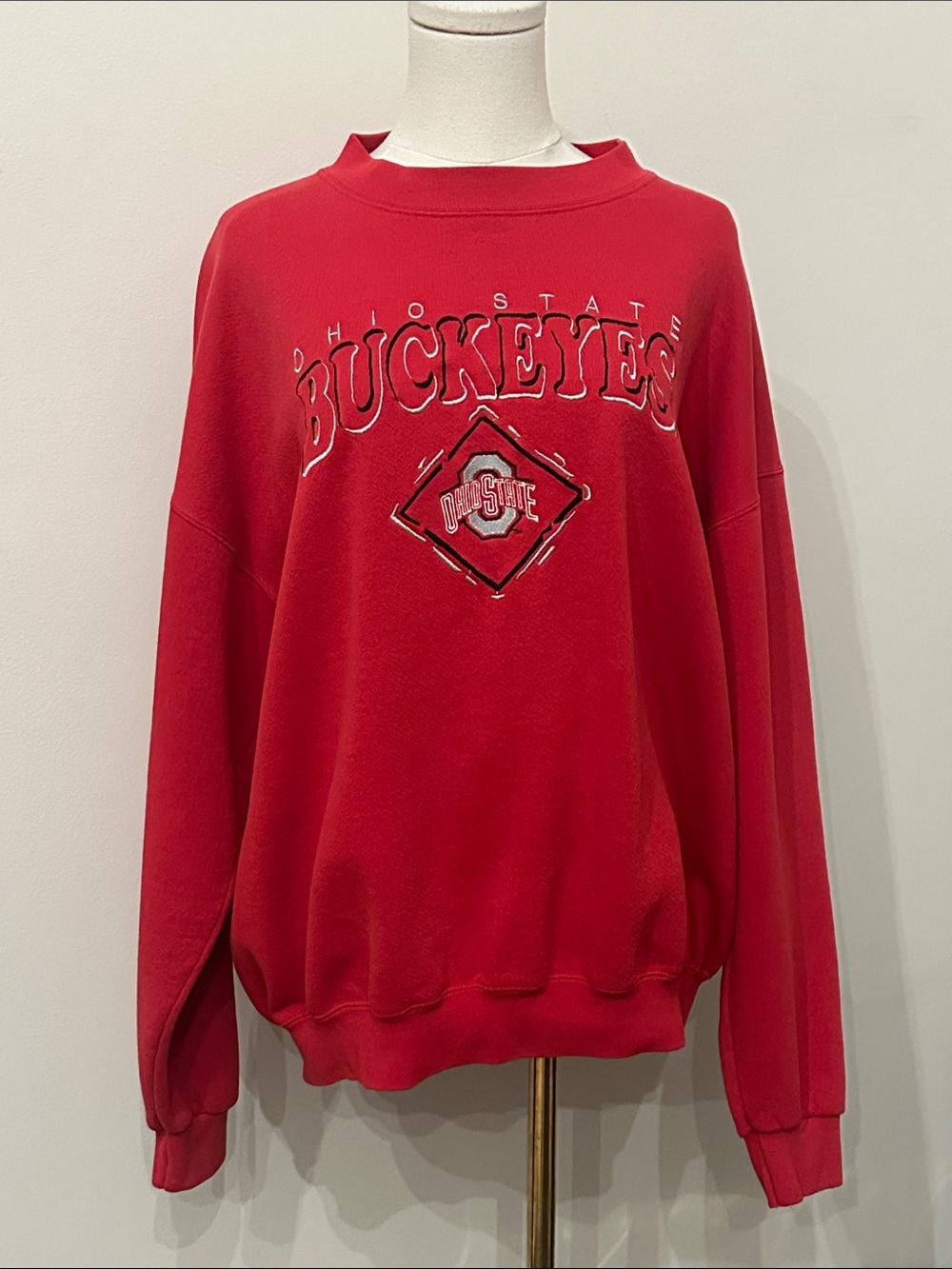 90s Embroidered Ohio State Buckeyes Red Pullover Crewneck‎ Sweatshirt XL USA